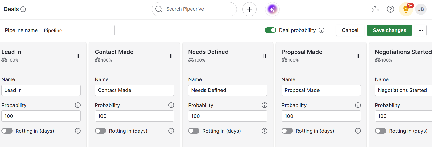 Marketing funnel Pipedrive custom pipelines