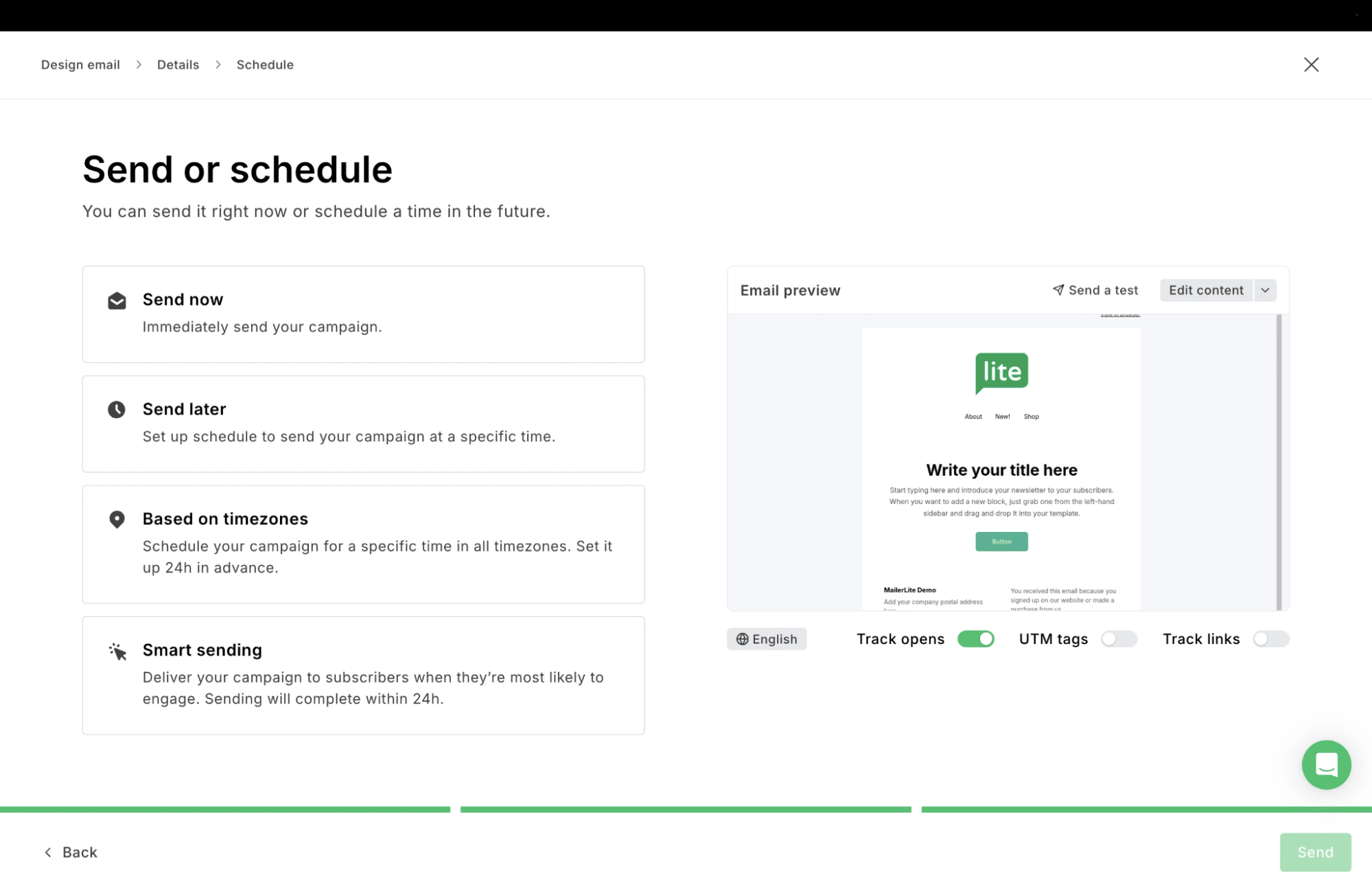 Mass email service MailerLite