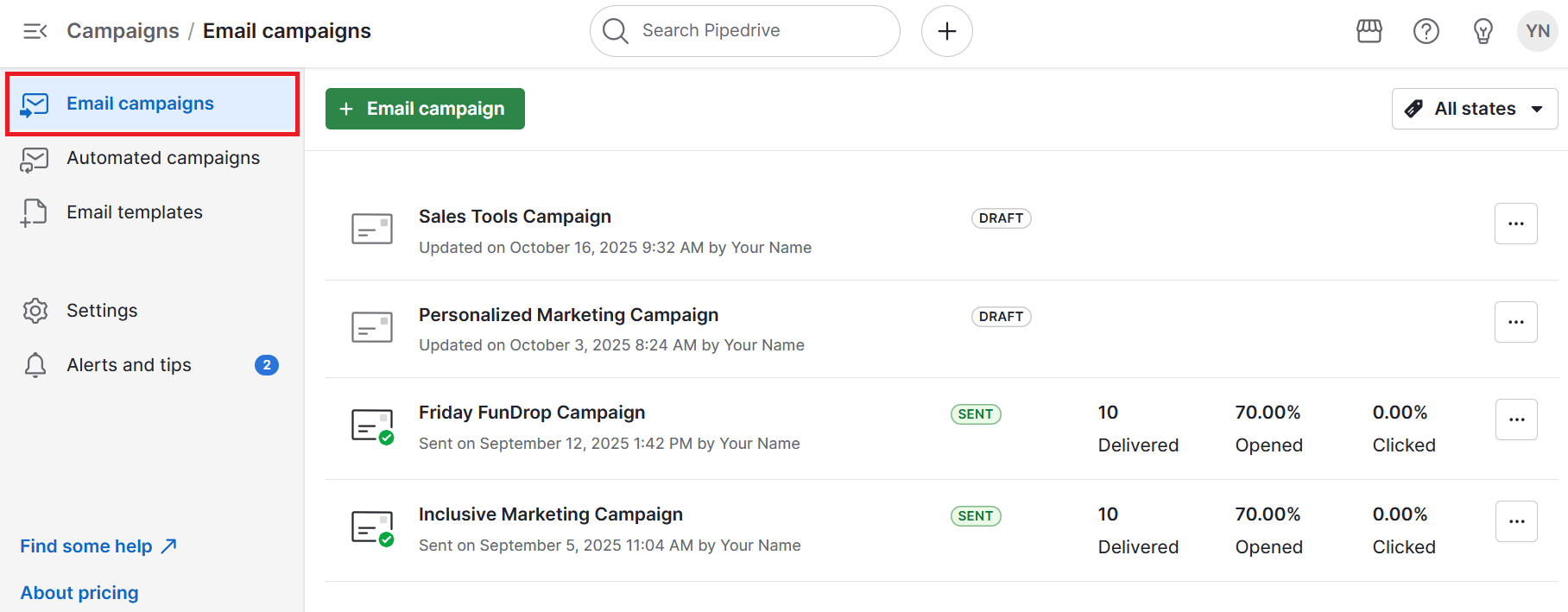 Mass email service Pipedrive email campaigns