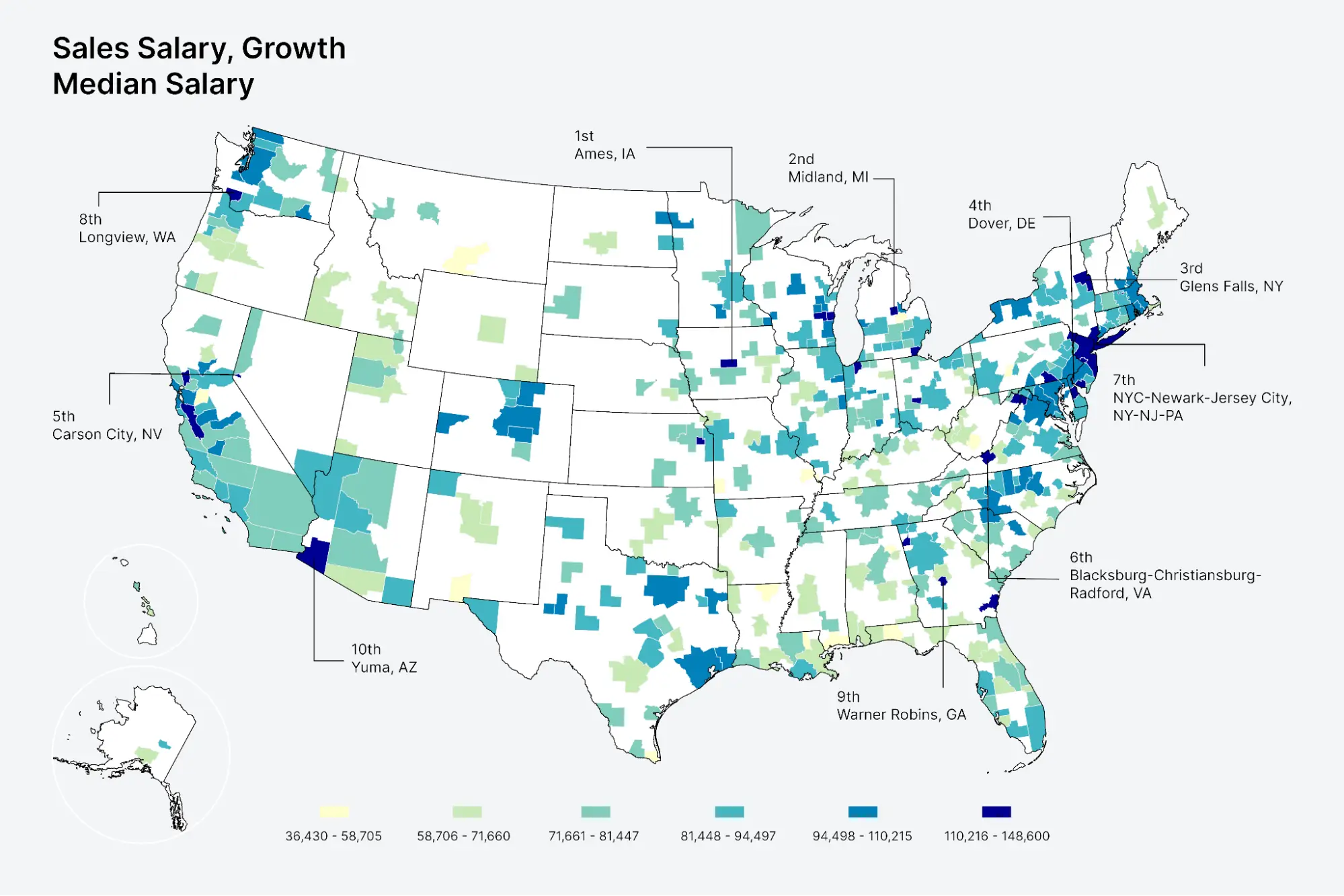 Median Sales Wage by Metro Area