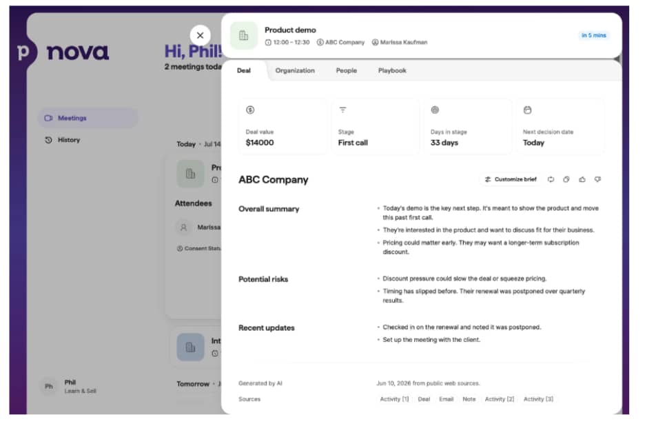 Nova meeting briefs