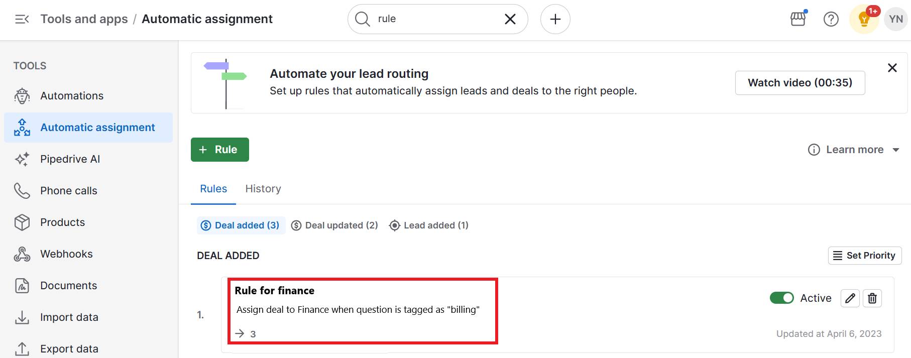 Omnichannel customer service Pipedrive automatic assignment
