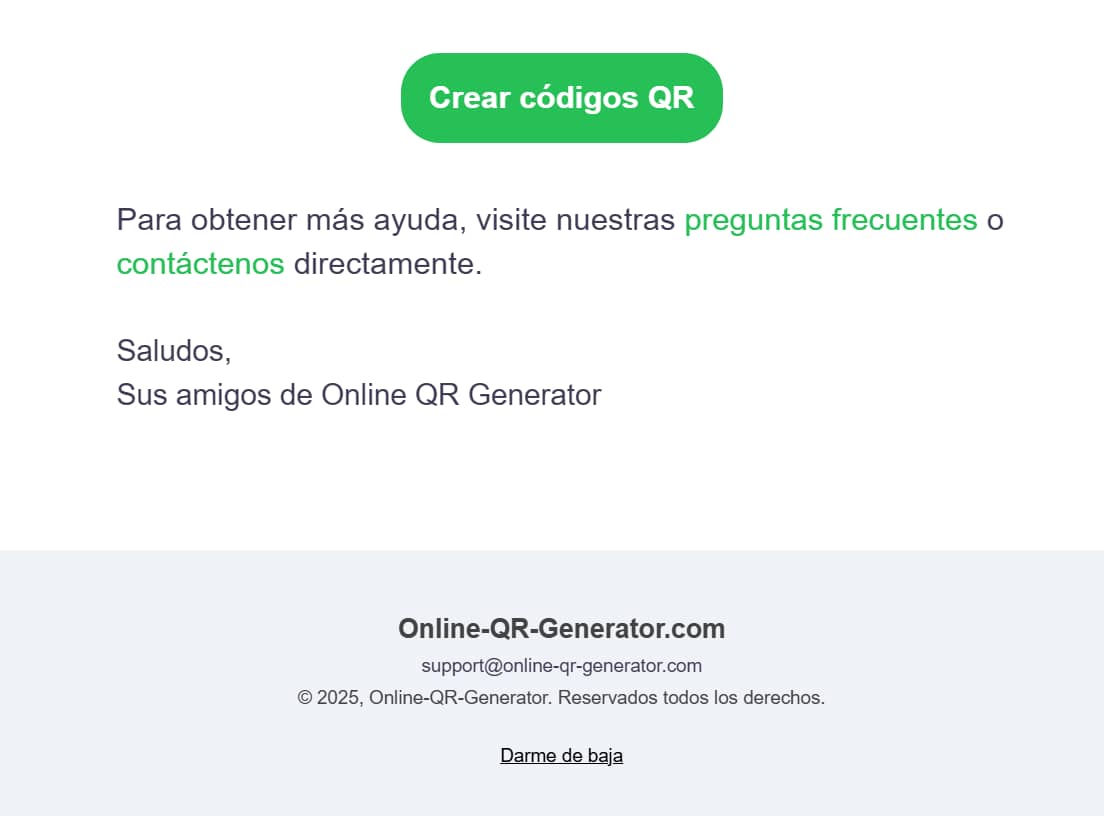 Email de confirmacion Online Qr Generator