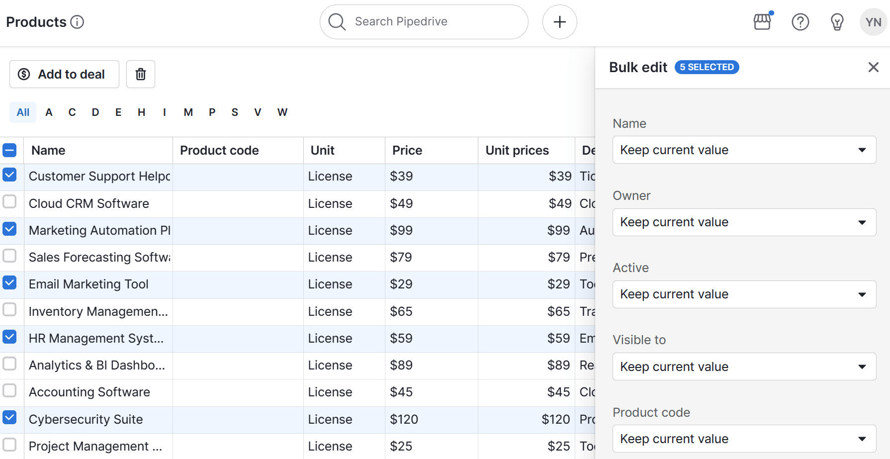 Order management software Pipedrive products