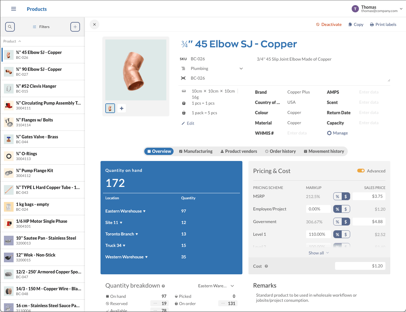 Order management software inFlow Inventory interface