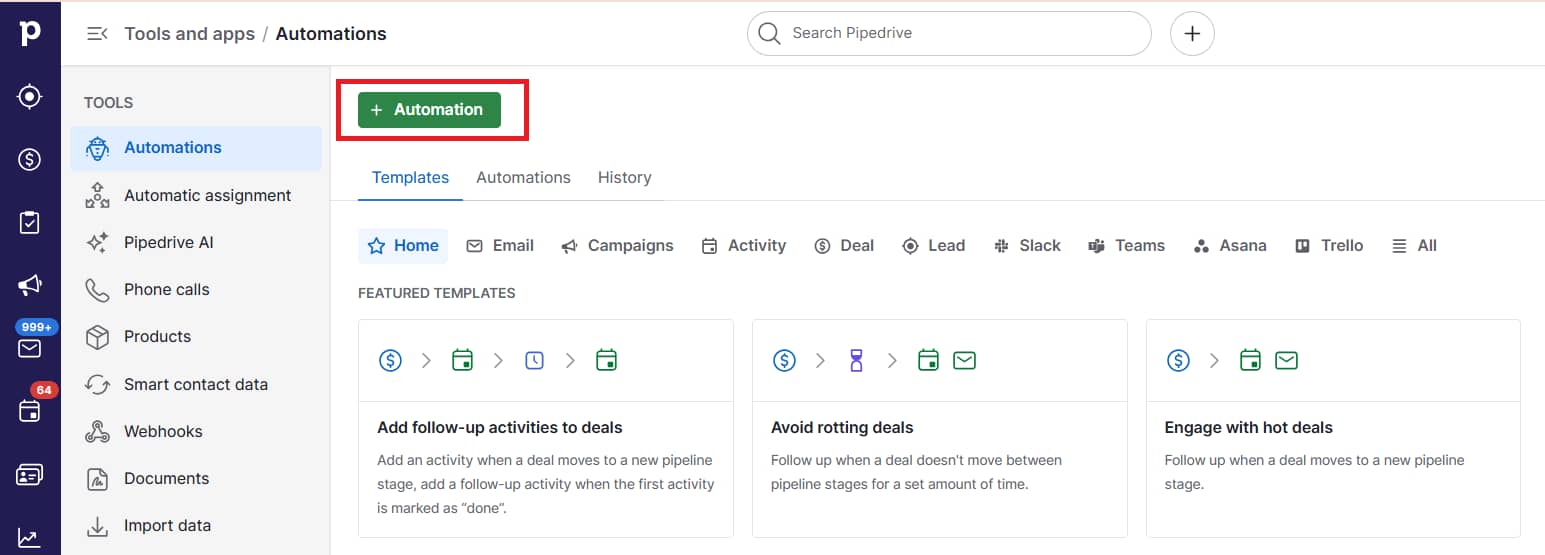 PR CRM Software Pipedrive Automations