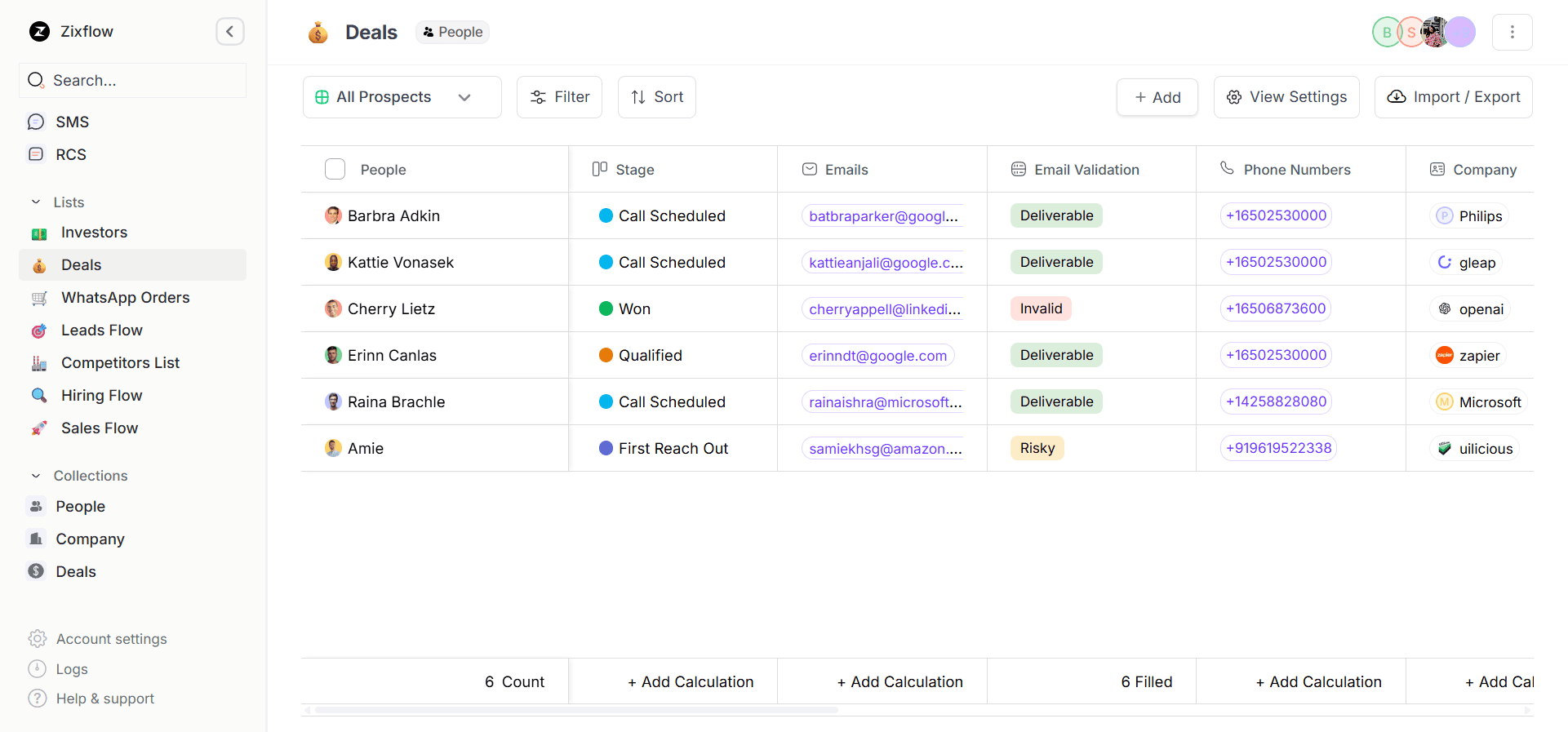 PR CRM software Zixflow dashboard
