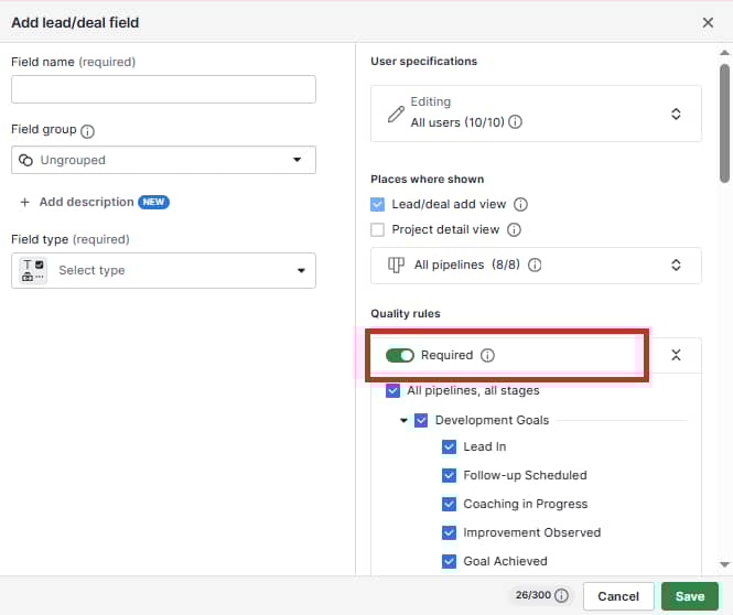 Pipedrive CRM skills custom fields