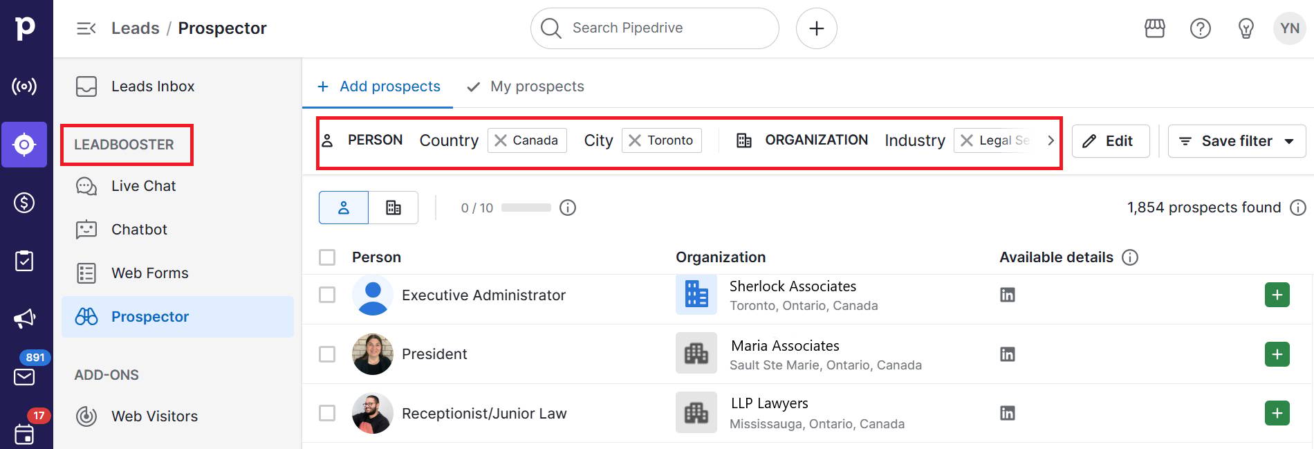 Pipedrive Leadbooster AI sales funnel