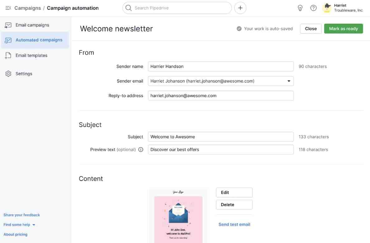 Pipedrive Welcome Newsletter