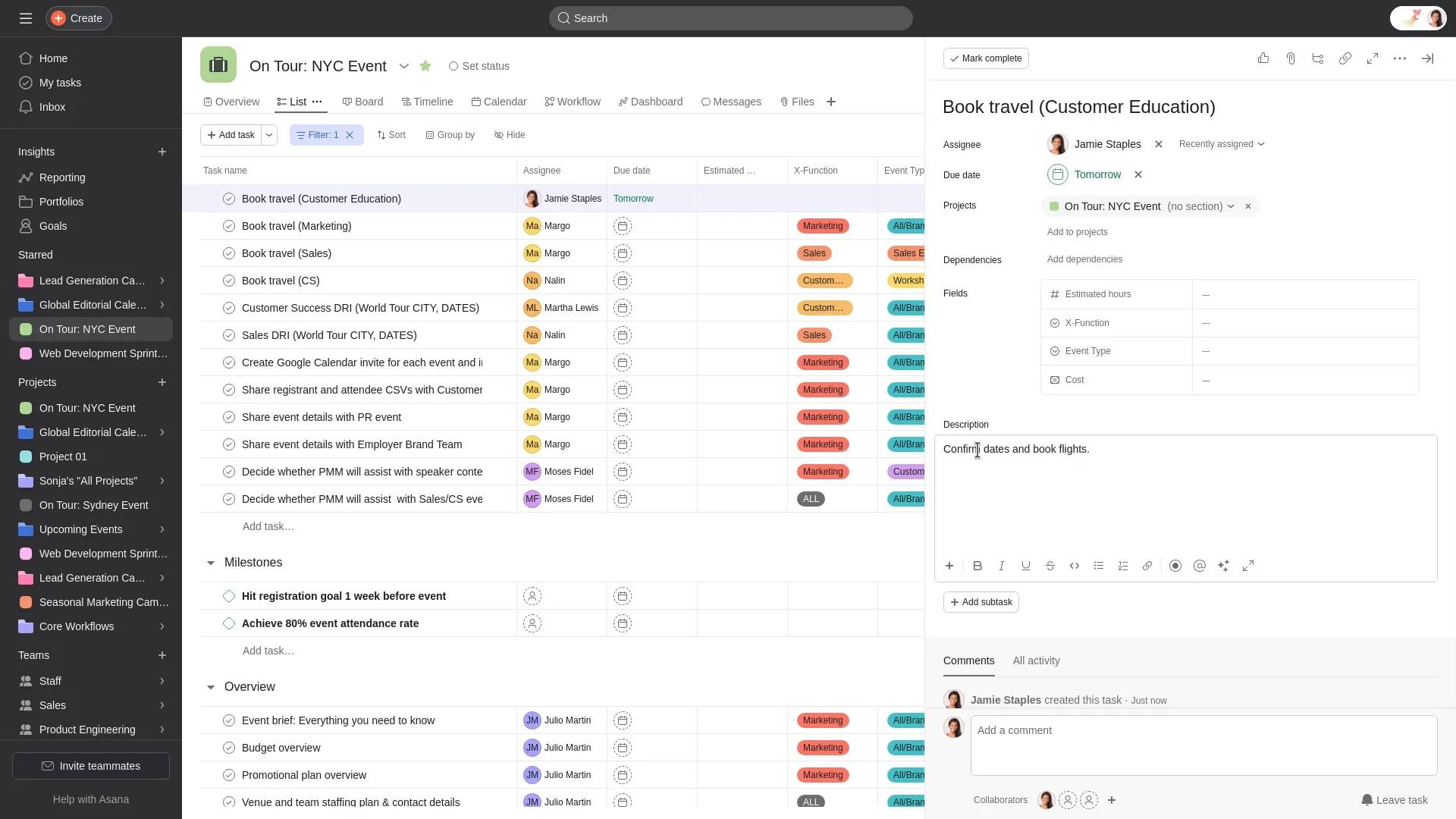 Portfolio management software Asana project management board