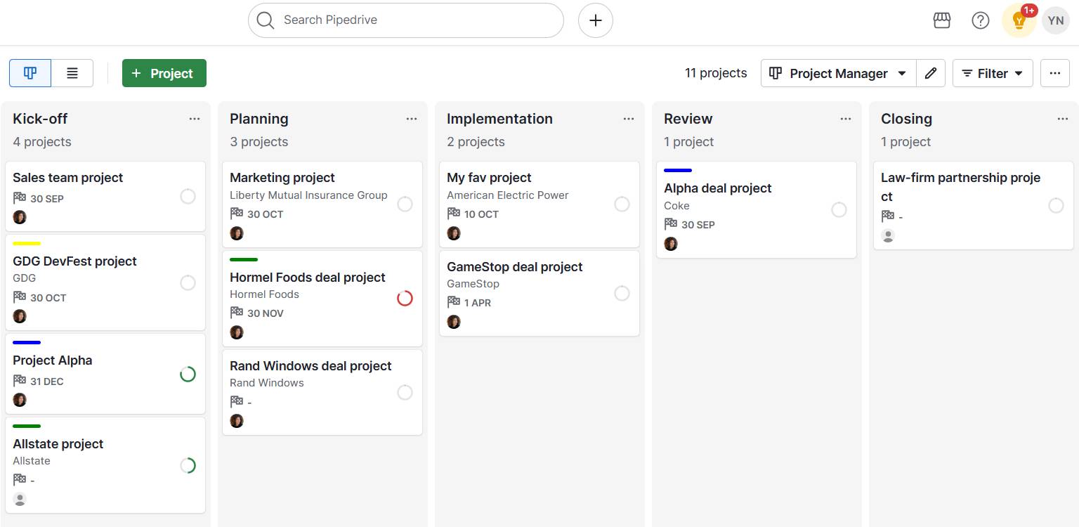 Project manager Pipedrive project management software