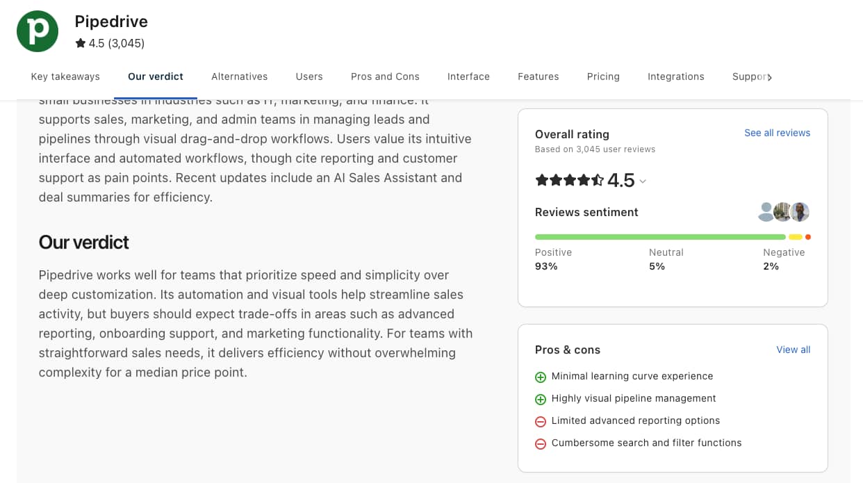 CRM software reviews Capterra Pipedrive