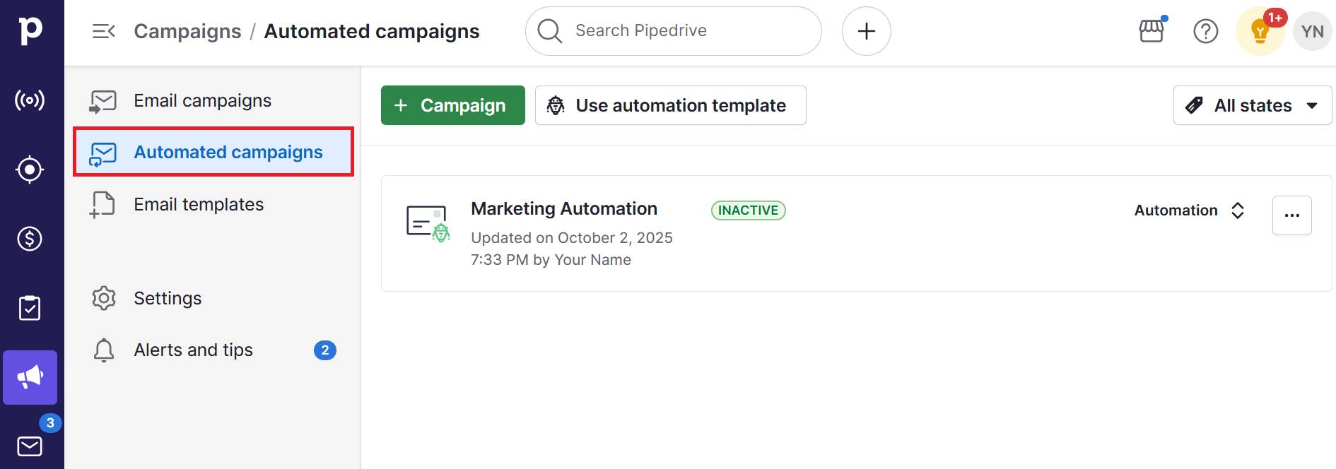  SMB sales Pipedrive Campaigns email automation