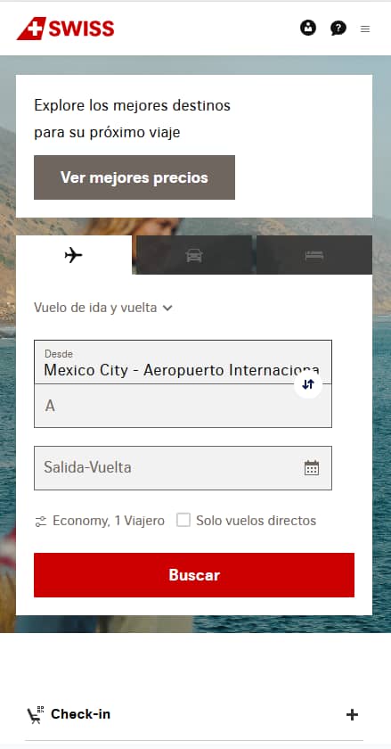 SWISS Air aparecen en movil
