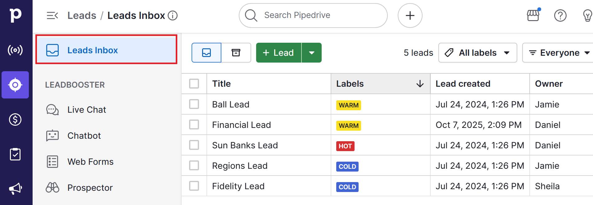  SaaS reporting Pipedrive labels