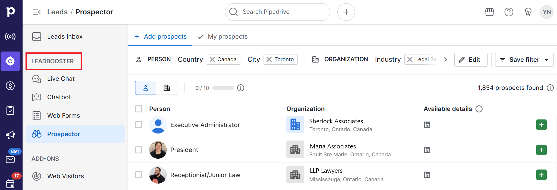 SaaS Sales Pipedrive Prospector