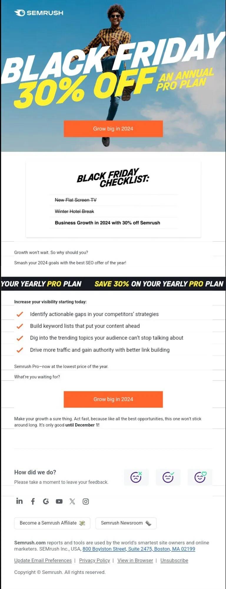 Sales Calendar SEMRush black friday example