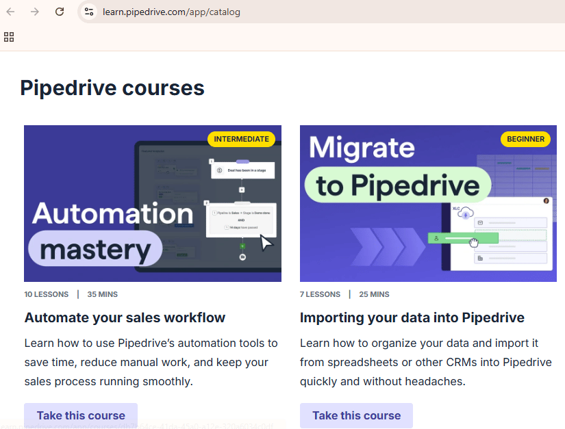 Sales Management Pipedrive training courses