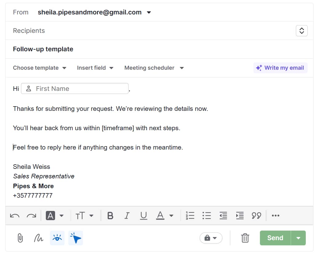Sales activities Pipedrive AI email writer