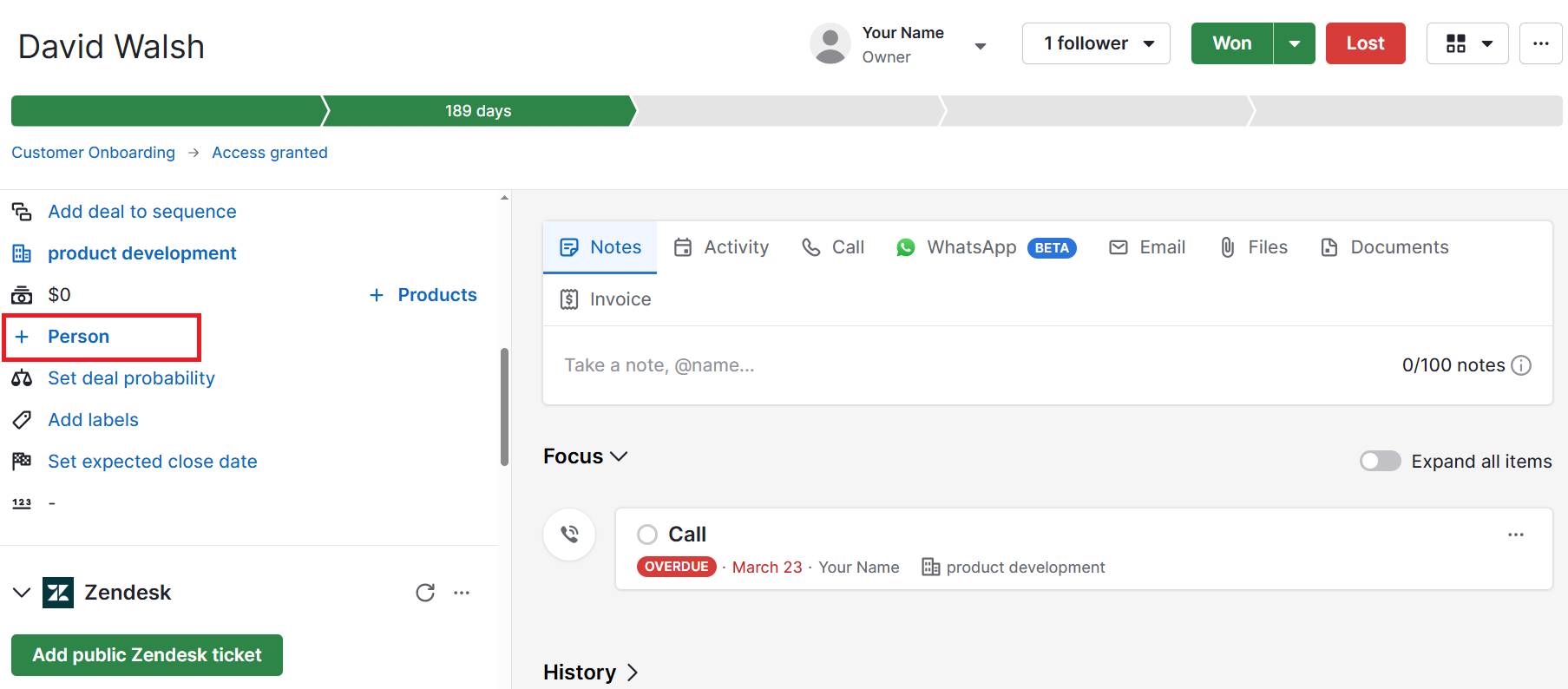 Sales automation tools Pipedrive adding deals