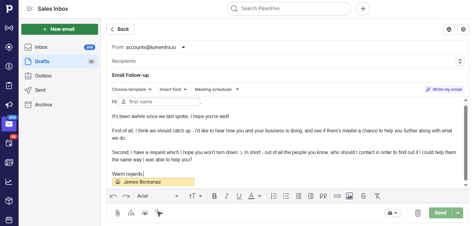Sales automation tools Pipedrive email integration