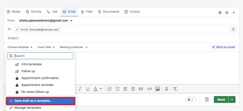 Sales automation tools Pipedrive new email template