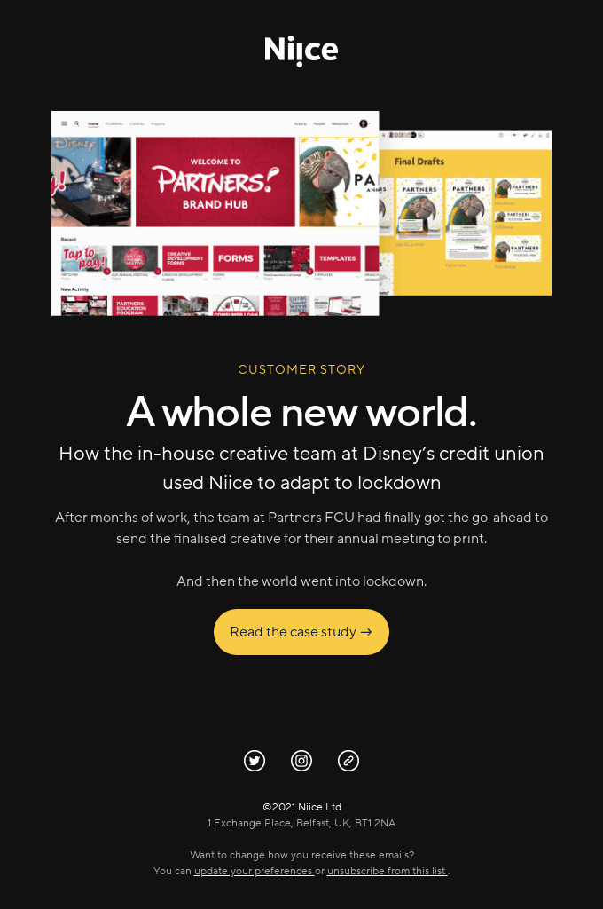Sales calendar Niice case study email