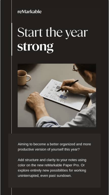 Sales calendar ReMarkable New Year example