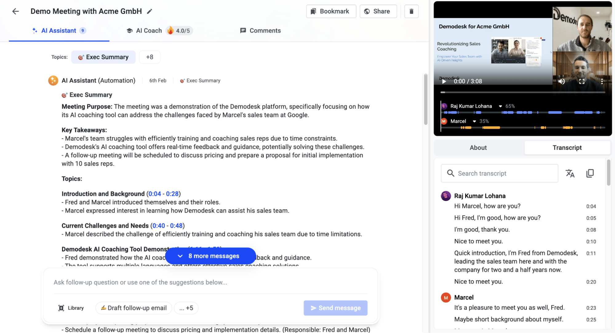  Sales coaching software Demodesk