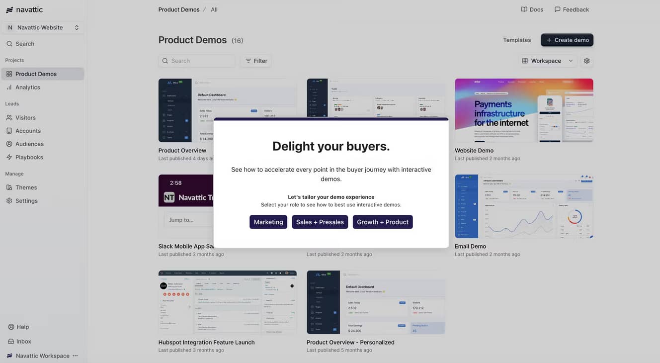 Sales demo software Navattic demo