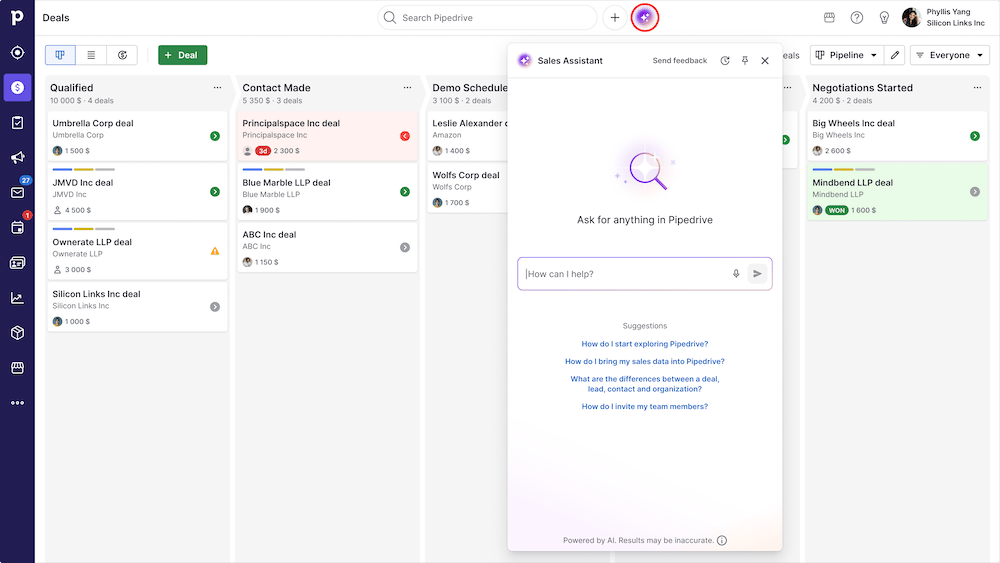 Sales growth Pipedrive AI sales assistant