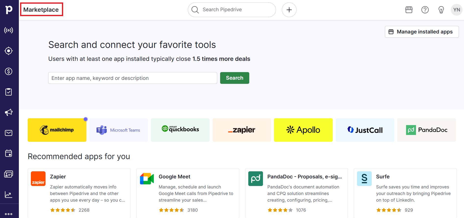 Sales growth Pipedrive marketplace