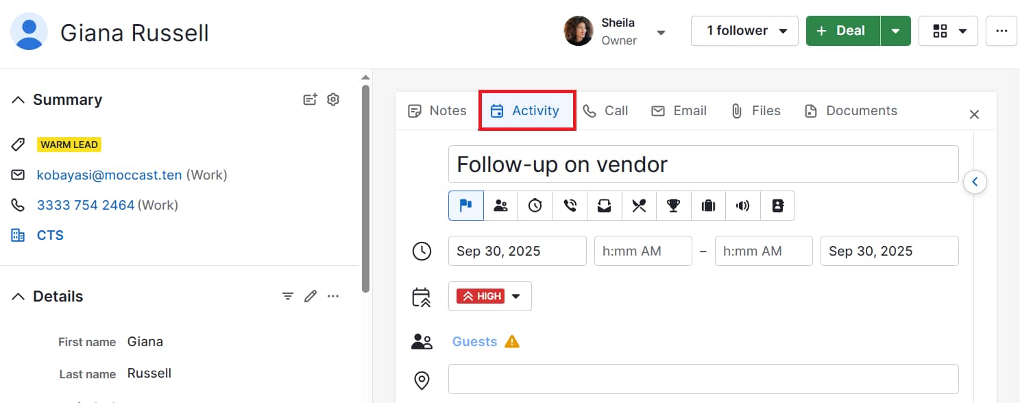 Sales insights Pipedrive activity tracking