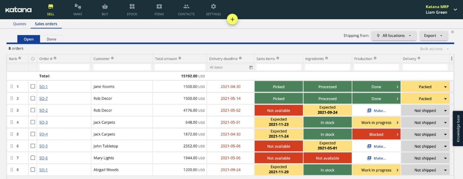 Sales inventory software Katana MRP