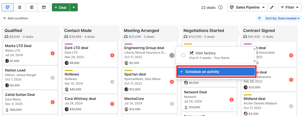 Sales partner Pipedrive activity tracking