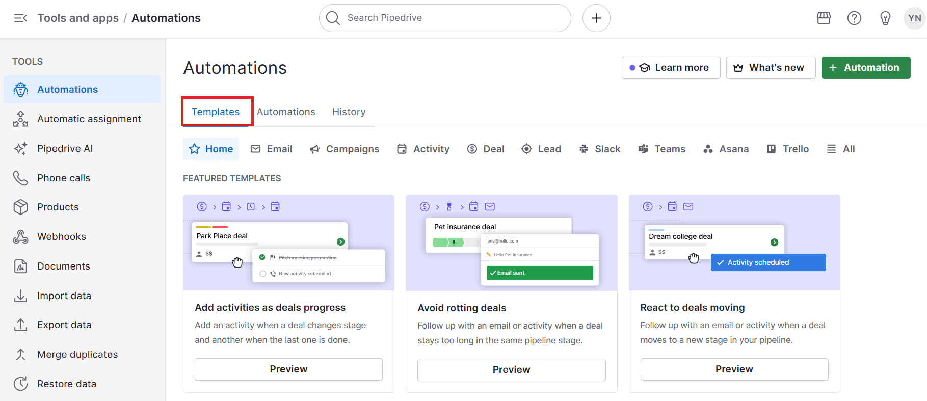  Sales scripts Pipedrive automations