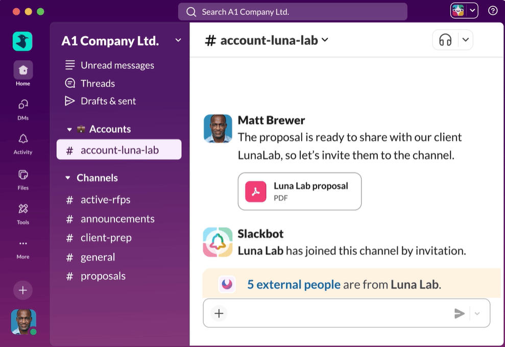 Sales team collaboration software Slack