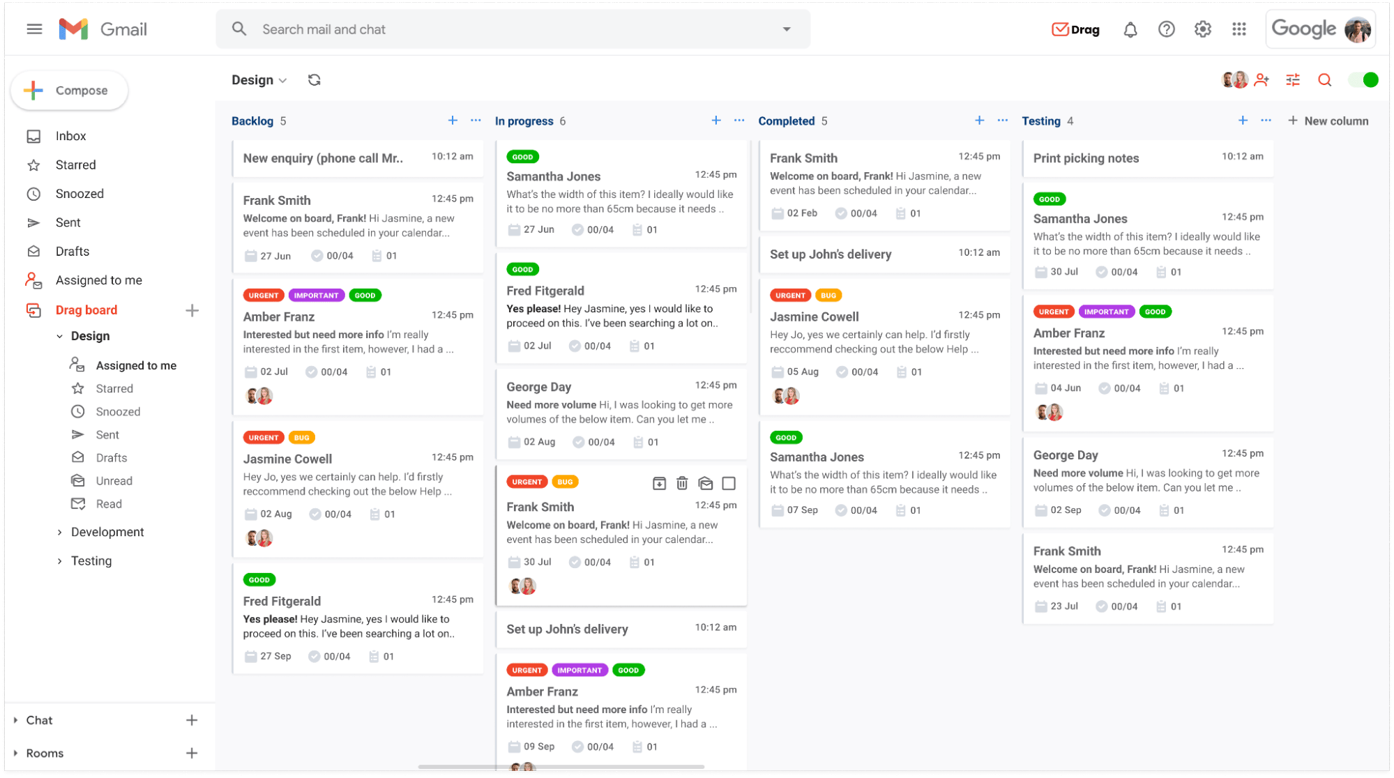 Shared inbox software Gmelius interface