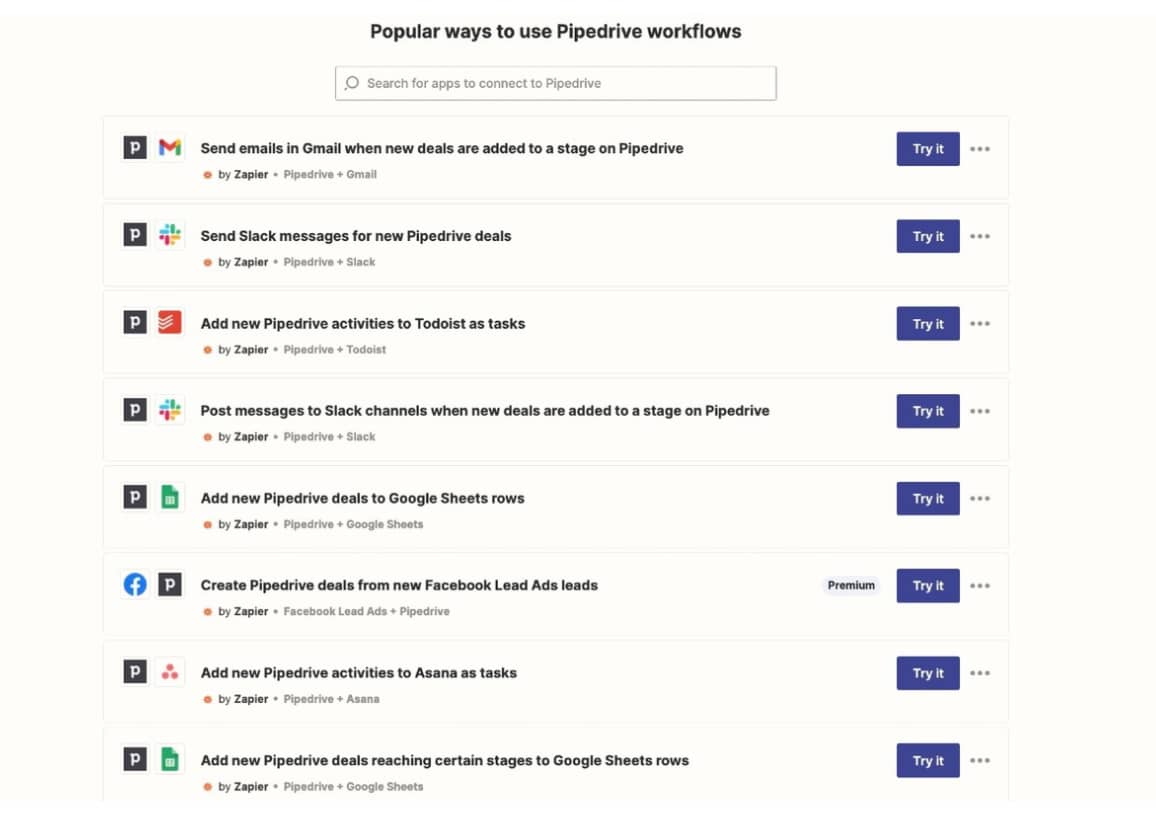 Social CRM Zapier Pipedrive integration