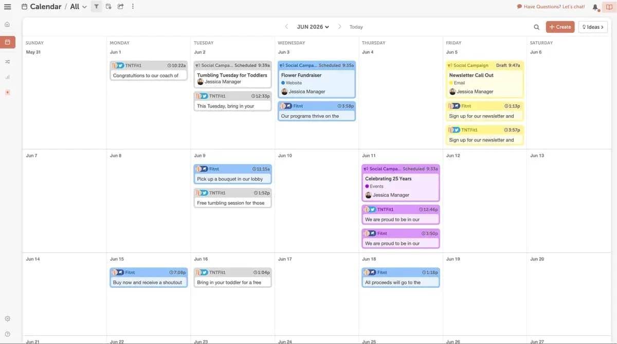 Social media marketing calendar CoSchedule