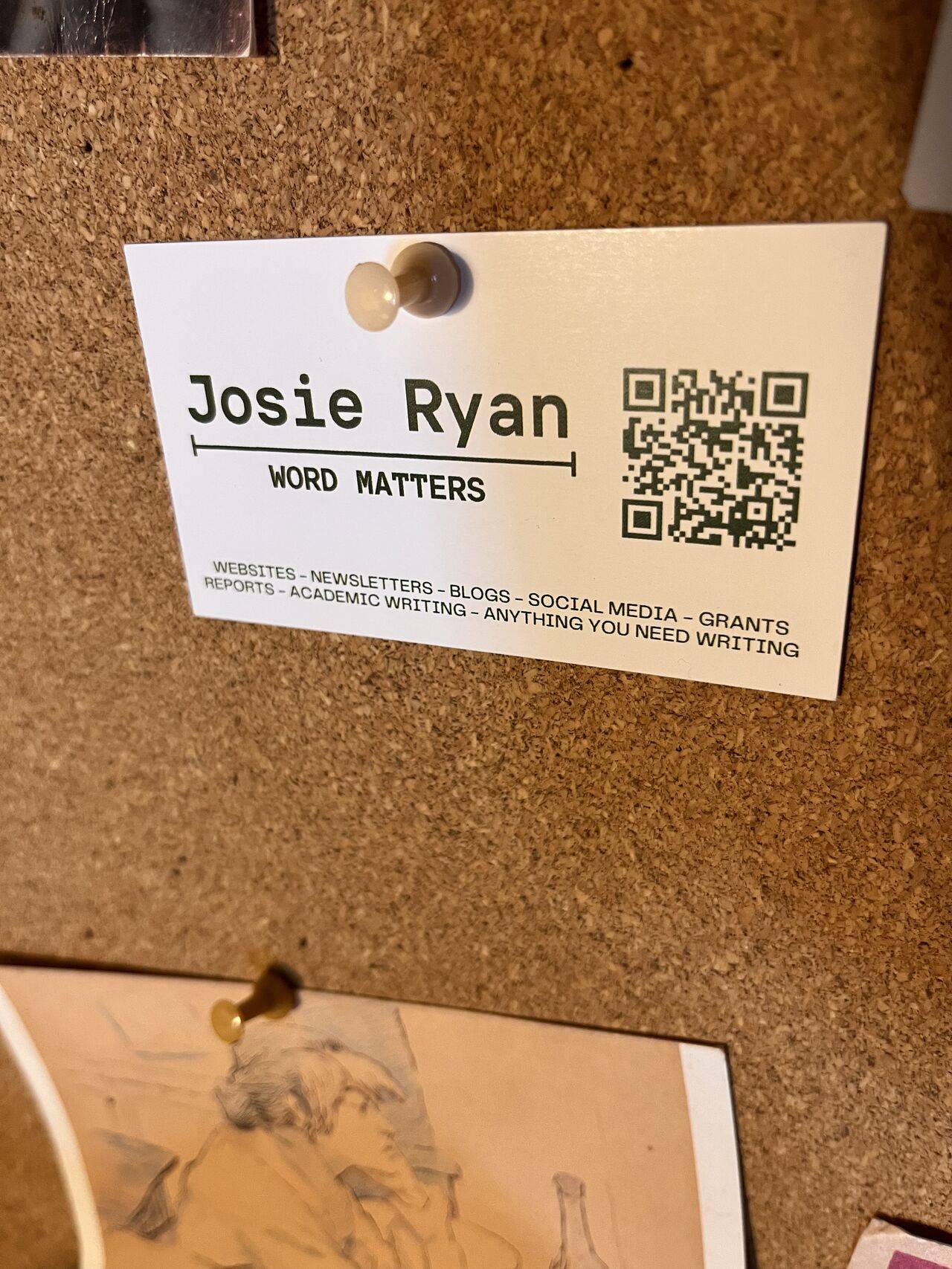 Traditional marketing methods Josie Ryan business card