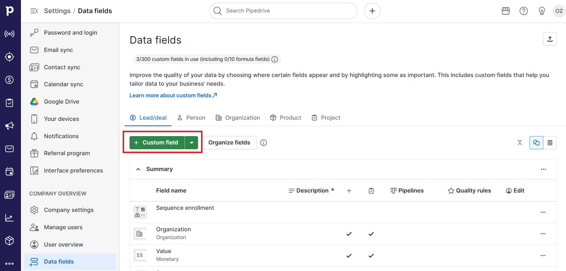 Vendor Relationship Management Software custom fields