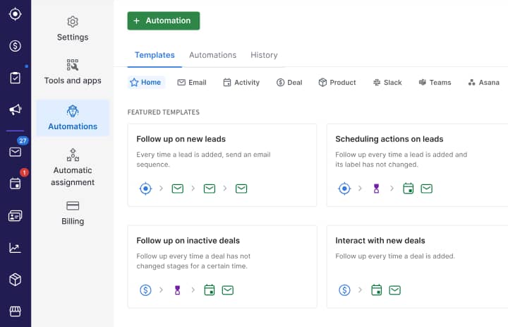 Vertriebssoftware mit Workflow Automatisierung: Pipedrive