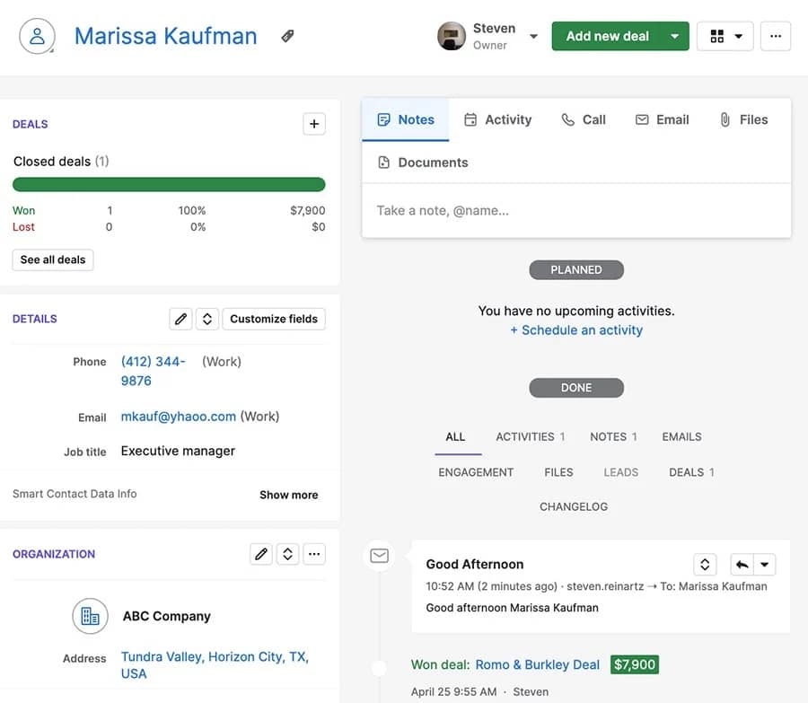 What is pre sales Pipedrive contact management