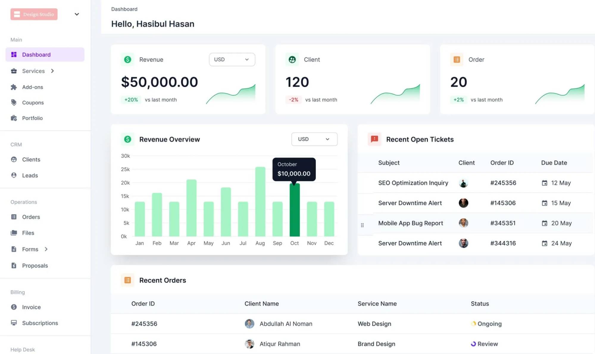 White label project management software Agency Handy
