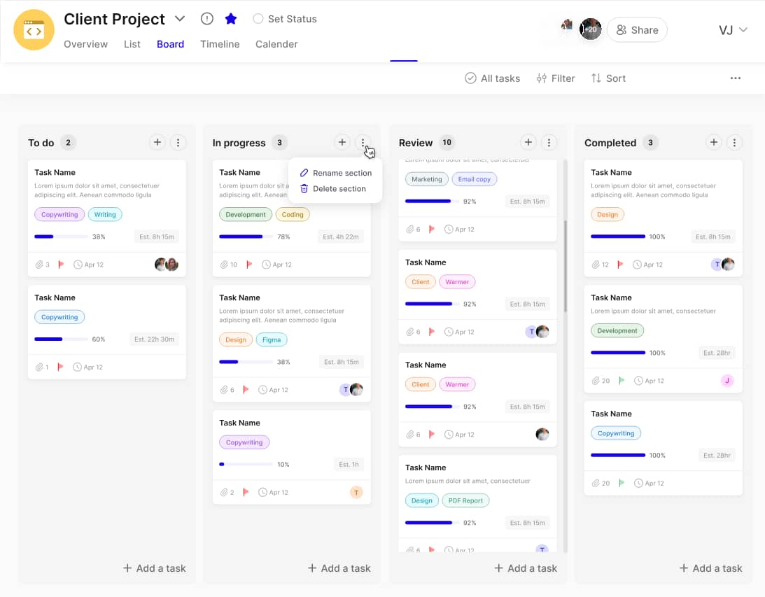 White label project management software ClientVenue