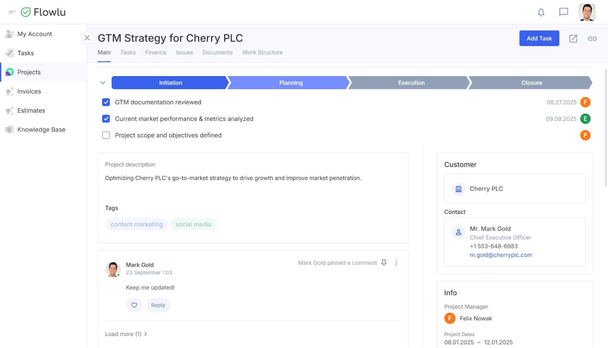 White label project management software Flowlu
