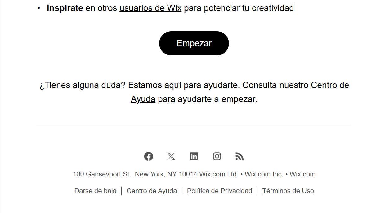 Email de confirmacion Wix