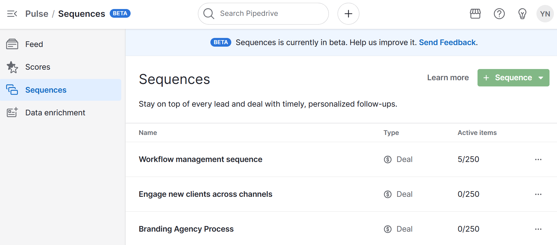 Workflow Management Software Pipedrive sequences